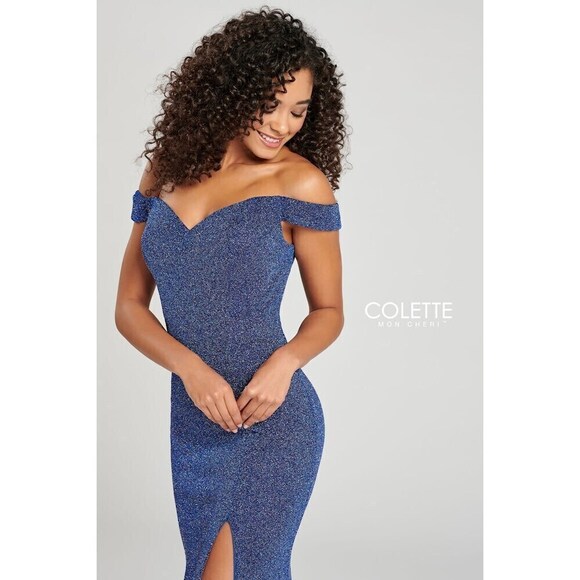 Colette Glitter Off the Shoulder Gown CL12028 - Picture 2 of 7